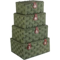 Red Hamper Paper Set of 4 Twisted Paper Picnic Basket in Green