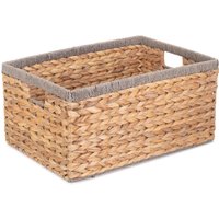 Red Hamper Water Hyacinth Water Hyacinth With Grey Rope Border Rectangular Storage Basket in Brown | Size: Medium