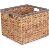 Red Hamper Water Hyacinth Square Water Hyacinth With Grey Rope Border Storage Basket in Brown | Size: Small