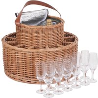 Red Hamper Wicker Green Tweed Chilled Garden Party Basket in Brown