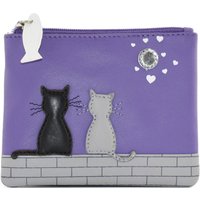 Mala leather Women's Midnight Cats Small Leather Coin Purse with RFID Protection in Purple