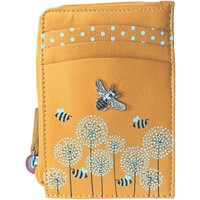 Mala leather Women's Bumble Bee Coin & Card RFID Leather Moonflower Purse in Yellow