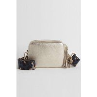 Betsy & Floss Women's 'Verona' Crossbody Tassel Bag With Leopard Strap in Gold