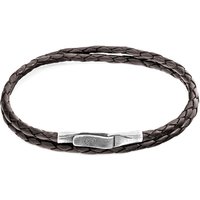 ANCHOR & CREW Men's Liverpool Silver & Braided Leather Bracelet in Brown | Size: 21 cm