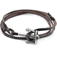 ANCHOR & CREW Men's Union Anchor Silver & Flat Leather Bracelet in Brown