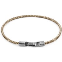 ANCHOR & CREW Men's Talbot Silver & Rope Bracelet in Light Brown | Size: 21 cm