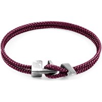 ANCHOR & CREW Men's Brixham Silver & Rope Bracelet in Purple | Size: 23 cm