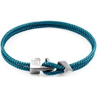 ANCHOR & CREW Men's Brixham Silver & Rope Bracelet in Blue | Size: 23 cm