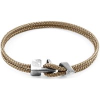 ANCHOR & CREW Men's Brixham Silver & Rope Bracelet in Light Brown | Size: 23 cm