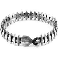 ANCHOR & CREW Men's Delta Anchor Maxi Silver & Braided Leather Bracelet in Black | Size: 21 cm