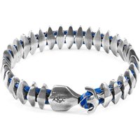 ANCHOR & CREW Men's Delta Anchor Maxi Silver & Braided Leather Bracelet in Blue | Size: 21 cm