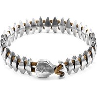 ANCHOR & CREW Men's Delta Anchor Maxi Silver & Braided Leather Bracelet in Brown | Size: 19 cm