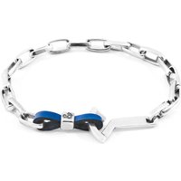 ANCHOR & CREW Men's Frigate Anchor Silver & Flat Leather Bracelet in Blue | Size: 19 cm