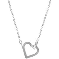 ANCHOR & CREW Women's Little Heart Link Paradise Silver Necklace Pendant | Size: 18 inches