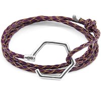 ANCHOR & CREW Women's Storey Silver & Braided Leather Bracelet in Purple