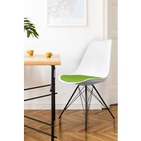 Fusion Living Soho Plastic Dining Chair with Black Metal Legs in Green