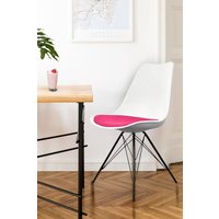 Fusion Living Soho Plastic Dining Chair with Black Metal Legs in Bright Pink