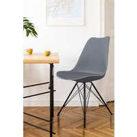 Fusion Living Soho Plastic Dining Chair with Black Metal Legs in Dark Grey