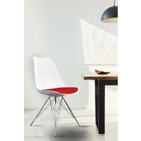Fusion Living Soho Plastic Dining Chair with Chrome Metal Legs in Red