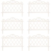 Samuel Alexander 6 Pack: 27cm x 48cm White Plastic Garden Border Fence Edging with Lattice Design | Size: 27 cm x 48 cm