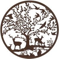 Inspirational Gifting Woodland Animals Garden Wall Screen 1m Diameter in Brown