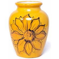 Verano Spanish Ceramics Sunflower Hand Painted Ceramic Yellow Kitchen Dining Large Vase (H) 28cm