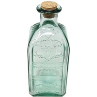 Verano Spanish Ceramics Glass Antique Clear Embossed Home Décor Small Bottle w/ Cork 900ml