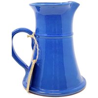 Verano Spanish Ceramics Selena Glazed Hand Dipped Kitchen Dining Large Flat Based Jug 1L (H) 20cm in Blue