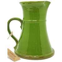 Verano Spanish Ceramics Selena Glazed Hand Dipped Kitchen Dining Large Flat Based Jug 1L (H) 20cm in Dark Green