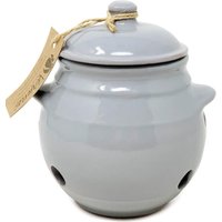 Verano Spanish Ceramics Rustic Pastel Fully Dipped Terracotta Kitchen Garlic Storage Jar w/ Lid (H) 15cm in Grey