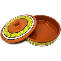 Verano Spanish Ceramics Fiesta Hand Painted Ceramic Kitchen Dining Tortilla Servers (Diam) 25cm in Yellow