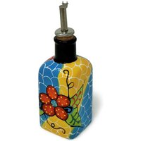 Verano Spanish Ceramics Classic Spanish Hand Painted Kitchen Dining Squared Oil Drizzler 300ml Fish Scales