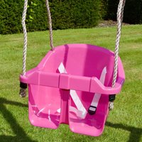 OutdoorToys Baby Toddler Swing Seat with Adjustable Ropes in Pink