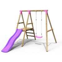 OutdoorToys Wooden Swing Set with Slide - Apollo Pink
