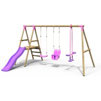 OutdoorToys Wooden Swing Set with Slide - Voyager Pink