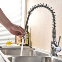 Kitchen Chrome Basin Sink Pull Out Mono Mixer Faucet Tap