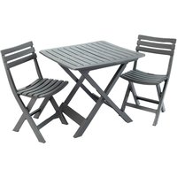 idooka Folding Camping Set 3 Piece Outdoor Garden Furniture Patio Portable Table & Chairs Black in Grey