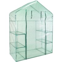 idooka Walk In Greenhouse Garden Plant Grow House Garden Storage Outdoor with Shelving + Roll Up Cover in Green
