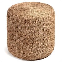 idooka Lightweight Artisanal Round Jute Braided Pouffe Footstool in Natural