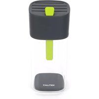 Calitek Knife Block Universal Kitchen Knife Storage Holder Rack with Sharpener Grey/Green in Grey