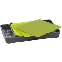 Calitek Set of 3 Chopping Board Set With Container & Holder for Multipurpose Use Green