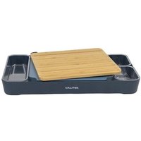 Calitek Chopping Board Set 1 Bamboo & 1 BPA Free Plastic Cutting Board Blue
