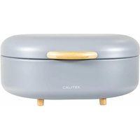 Calitek Bread Bin with Bamboo Feet Carbon Steel Grey