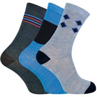 Soxinnabox Men's 6 Pack Blue Grey Argyle Striped Fashion Dress Socks | Size: 6-11