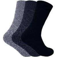 Sock Snob Men's 3 Pack Padded Sole Winter Warm Thermal Wool Walking Boot Socks in Grey | Size: 6-11