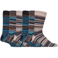 Sock Snob Men's 6 Pack Colourful Striped Patterned Dress Cotton Socks in 7 Styles in Brown | Size: 6-11