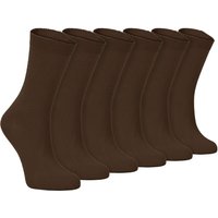Sock Snob Women's 6 Pairs Plain Cotton Rich Dress Socks in Dark Brown | Size: 4-7