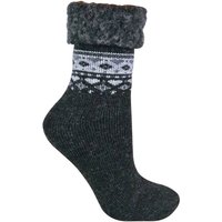 Sock Snob Women's 1 Pack Turn Over Top Warm Nordic Bed Socks for Winter in Black | Size: 4-8