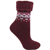 Sock Snob Women's 1 Pack Turn Over Top Warm Nordic Bed Socks for Winter in Burgundy | Size: 4-8