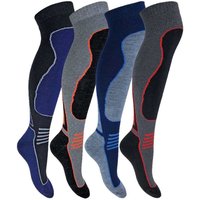 Sock Snob Women's 4 Pack Long Knee High Wool Blend Ski Socks in Blue | Size: 6-9
